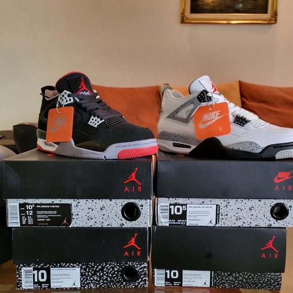 RETRO 4 BREDS AND WHITE CEMENTS SIZE 10.5 2016